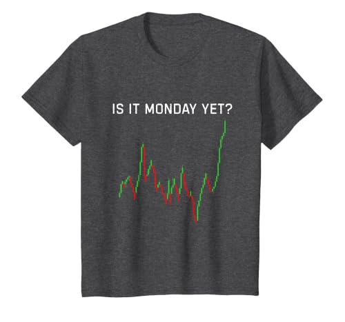 is It Monday Yet Shirt Funny Stock Market Humor T-Shirt, Youth, Dark Heather Grey, Medium