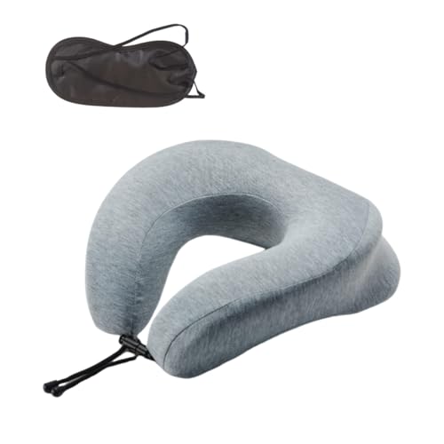 Azmaish Face Down Pillow with Eye Mask, Adjustable Stomach Sleeping Pillow, Soft Neck Pillow Airplane, Memory Foam Travel Pillow, Black Medical Pillow for Bed, Car, Flight, Office (Grey)