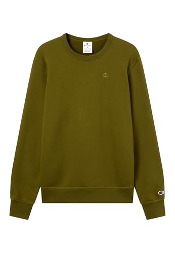 Champion Men’s Fleece Crewneck Sweatshirt, with embroidered small C logo on chest, warm and comfortable for everyday wear Green