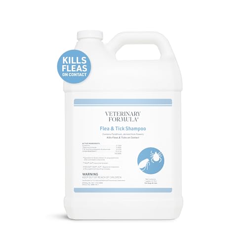Image of Veterinary Formula Flea and Tick Shampoo for Dogs and Cats, 1 Gallon - Dog and Cat Flea Shampoo with Pyrethrum to Kill Fleas, Ticks On Contact - Cleanses and Exfoliates