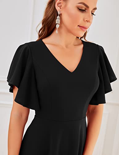 Image of Bridesmay Women's Formal Wedding Guest Dress for Women 2026 Short Sleeve Fit and Flare Tea Party Dresses