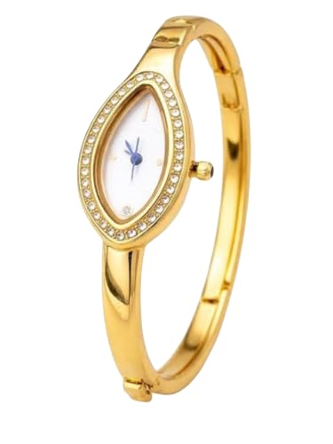 Image of Gold Snake Bracelet Watch for Women in Golden Black Colour, Black Teardrop Dial Analog Watch, Designer Jewellery Style, Party, Wedding 229