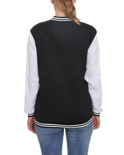 ACEFAST INC Women's Varsity Jacket Baseball Uniform Casual Long Sleeve Sport Bomber Jacket Coat3