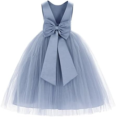 ekidsbridal V-Back Satin Flower Girl Dress Toddler Communion Gown Formal Dresses 219