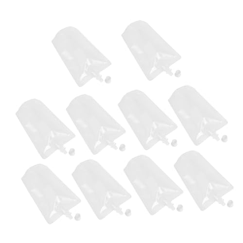 DECHOUS 50Pcs Portable Plastic Drinks Bags Transparent Beverage Flasks with No Leak Seal for Juice Soybean Milk the Go Use Reusable Liquid Pouches