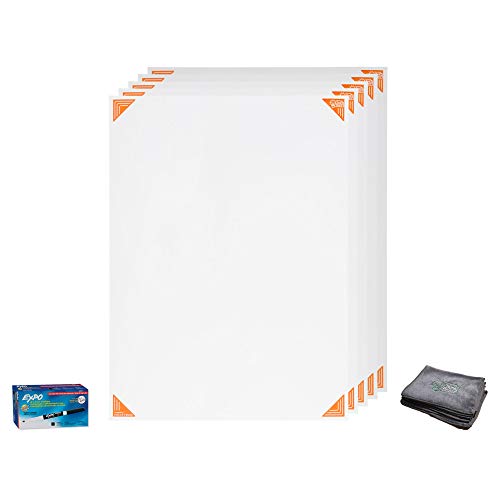 Think Board X Smart Whiteboard Film - Powered by Rocketbook (Class Pack Large) - 5 Pack of Think Board X Large + 5 Markers + 5 Cleaning Cloths