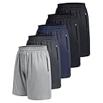 BOOJO 5 Pack Athletic Basketball Mens Shorts with Zipper Pockets - Lightweight Quick Dry Gym Workout Running Shorts for Men