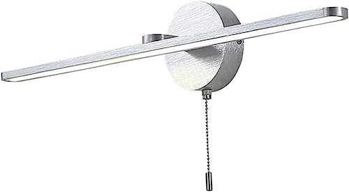 Lámpara de pared LED para espejo de baño, aplique de pared, luz frontal para espejo de baño, marco para cuadro de 31,4 pulgadas, 12 W, luces para mueble de tocador en cromo plateado con cordón, espe