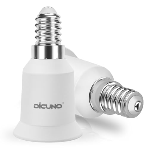 DiCUNO E14 vers E27 Adaptateur de douille, Adaptateur de Convertisseur de douille base de lampe de haute qualité pour ampoules LED et à incandescence et...