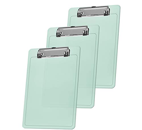 Acrimet Clipboard Memo Size A5 (9 1/4” X 6 5/16”) Low Profile Clip (Plastic) (Clear Green Color) (3 Pack) #TOP11