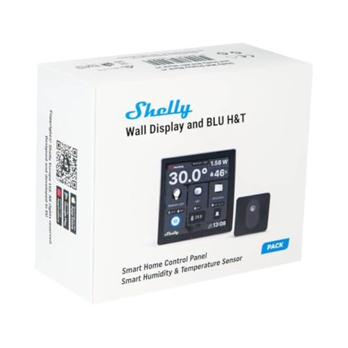 Shelly Wall Display Nero + Blu H&T Nero, Pannello Di Controllo Wi-Fi Smart Home, Termostato, Relè 5A Integrato, Conduttore Neutro Richiesto, Dati Ambientali, Domotica, Alexa E Google Home - 7