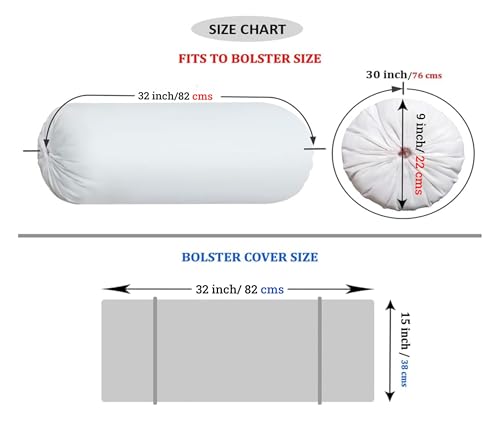 Image of SAJAVAT HOME 100% Cotton Waffle Bolster Cover Pack of 2 | Textured Decorative Bolster Pillow Covers for Sofa, Bed & Couch | Soft Breathable All-Season Cylindrical Cushion Covers | White