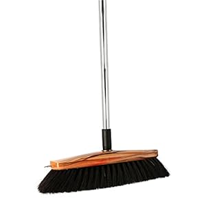 Lantelme Binnen bezem met telescopische handgreep Paardenhaar synthetisch haar mengsel hout 3312