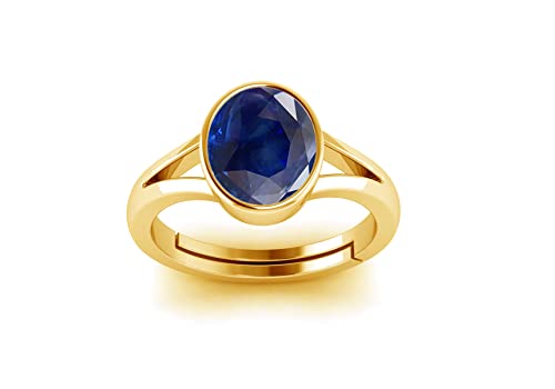 Natural Certified Original Blue Sapphire (Neelam) Gemstone 7.55 Carat birthstone 22k Gold Plated Ring Oval shape/stone ring/promise ring/gift ring for Men Or Women's