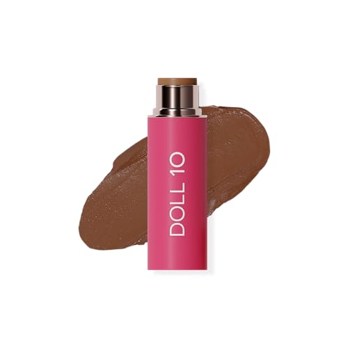 DOLL 10 NO. Peptide Blur Stick Foundation, Medium Buildable Coverage, Soft-Focus Pore Blurring, Hydrating Foundation for Mature & Textured Skin, Clean Beauty Makeup 0.29 oz – (Light/Medium)