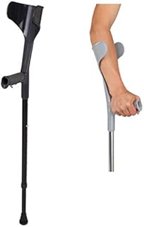 Forearm Crutch Elbow Crutches Ultralight Aluminum Assistant Height Adjustable (70-92.5) cm with Comfortable Handle, black1pcs (Color : Black1pcs) (Black2pcs)