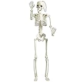 Larber 60CM Esqueleto de Halloween Posable Esqueleto Móvil de Tamaño Real Movibles Esqueleto Humano para la Decoración de Casas Embrujadas de Halloween la Decoración del Patio del Césped Casa.