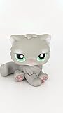 LPS pet Shop 82 Littlest Authentic Grey White Persian Cat Green Eyes