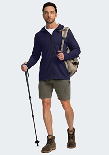 Image of Men's UPF 50+ Light Jacket Full Zip Sun Protection Hoodie Long Sleeve Sun Shirts for Men Hiking Fishing Zip Pockets