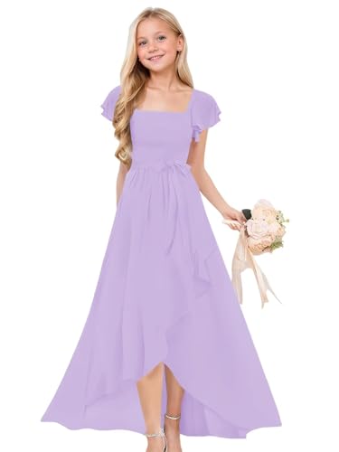 Maxianever Junior Bridesmaid Dresses for Teen Girls Chiffon Flower Girl Dress for Wedding Party Pageant Gowns3