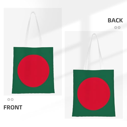 Flag Of Bangladesh Print Polyester Canvas Tote Bag, Shopping Bag With Reinforced Handles, Reusable3