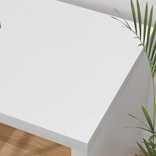 White L-Shaped Home Office Desk with Storage - 55 Inch
