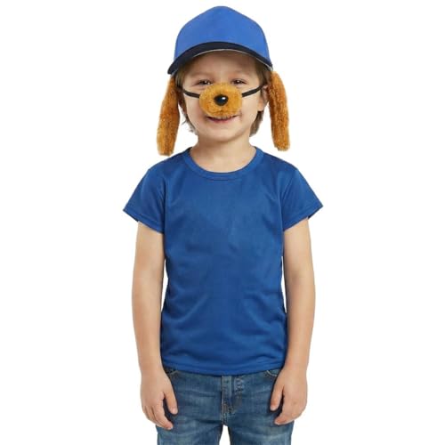 Disfraz de policía para perro para niños, camiseta azul, gorra de béisbol con orejas de perro y nariz elástica para perro, disfraz para niños y niñas para el Día Mundial del Libro, juego de rol