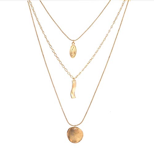 Taswuw Multilayer Necklace 3 Tier Pendant Long Chain Women Accessories 3 Layer Choker Necklace with Disc Pendant for Women and Teen Girls Halloween Back to School Party Prom