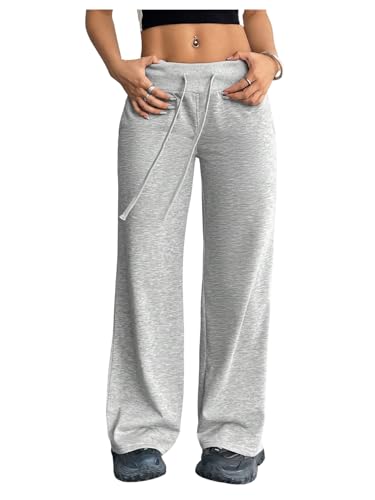 Women's Wide Leg Sweatpants Drawstring Elastic Workout Athletic Running Sweat Track Pants Joggers