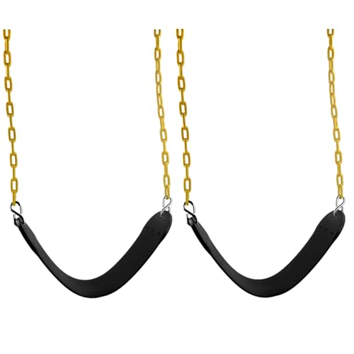 Swing Set Stuff Inc. 2 Pack Belt Swing Seat with Coated Chains (Black)