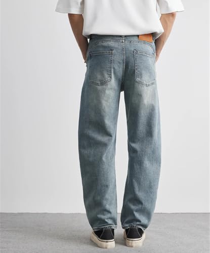 Men's Straight Retro Jeans Soft Casual Denim Pants with Pockets2