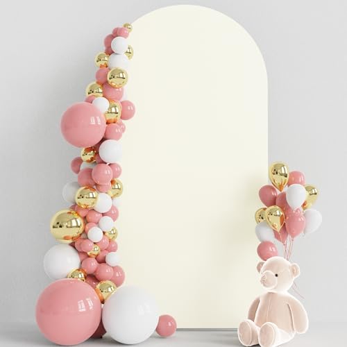 Wokceer 6.6FT Wedding Arch Cover Spandex Fitted Wedding Arch Stand Covers Round Top Chiara Arch Backdrop Cover for Birthday Party Ceremony Banquet Decoration Ivory