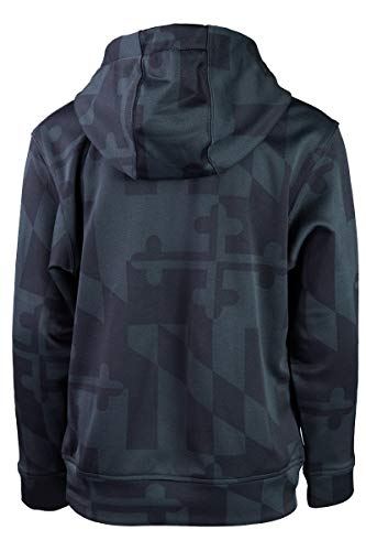 Maryland Flag Souvenir Youth Gift Hoody with Front Kangaroo Pockets and Hidden Media Player Pocket2