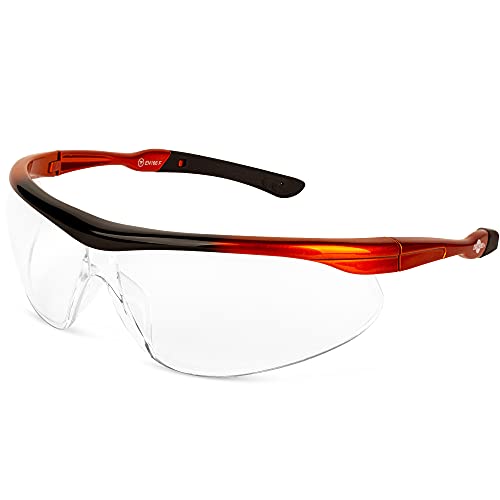 ToolFreak Agent Safety Glasses, Clear Wrapround Lens, U6 UV and Impact Rating to ANSI z87.1, Case, Cloth and Neck Cord