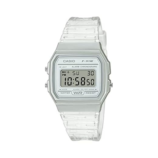 Casio Quartz Watch with Resin Strap, Clear, 20 (Model: F-91WS-7CF)