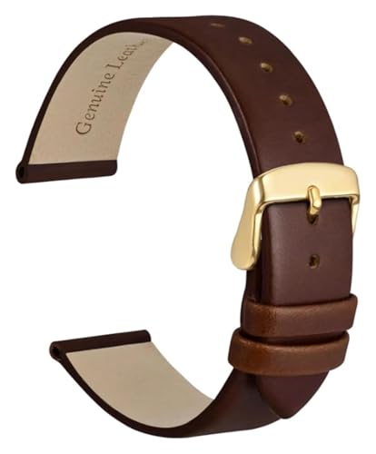 Bracelet de montre en cuir alligator marron foncé 14mm mince avec boucle