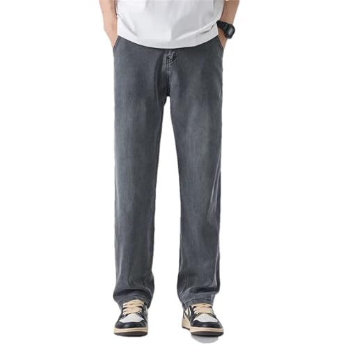 Men's Lyocell Jeans Straight Trousers Loose Wide Breathable Denim Pants Streetwear