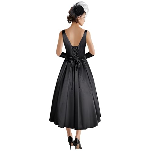 Women's 1950s Audrey Hepburn Style Dress Vintage Swing Cocktail Dresses Tea Party Outfits2