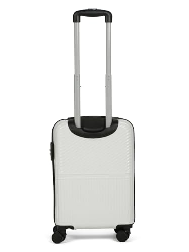 Image of Teakwood Small Size 8 Wheels Trolley Bag, Hard Cabin with Zipper Closure, Adjustable Push Button & Cross Side Strap, Number Lock System 360 Degree (Small, White)