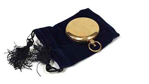 Brújula de bolsillo vintage redonda antigua de latón pulido 1-7/8 pulgadas con funda de almacenamiento de fieltro y bolsa de transporte miniatura 3