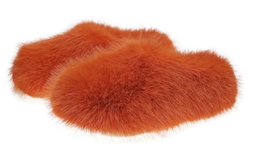 Rungion Fluffy Faux Fur Slides Sandals for Women Trendy Fuzzy Platform Non-slip Slippers Furry House Shoes Indoor Outdoor
