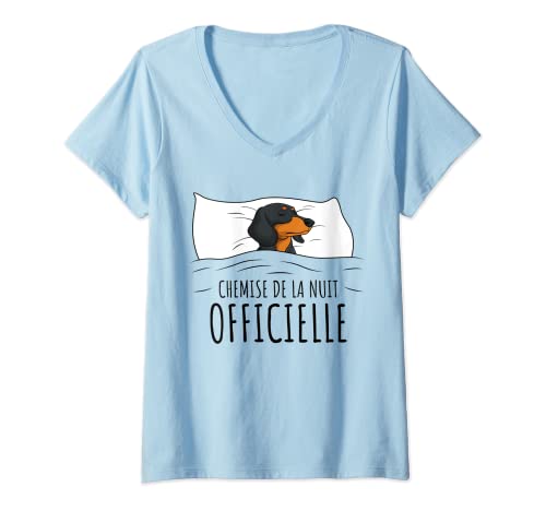 Donna Idea regalo Teckel ufficiale camicia da notte pigiama cane Maglietta con Collo a V