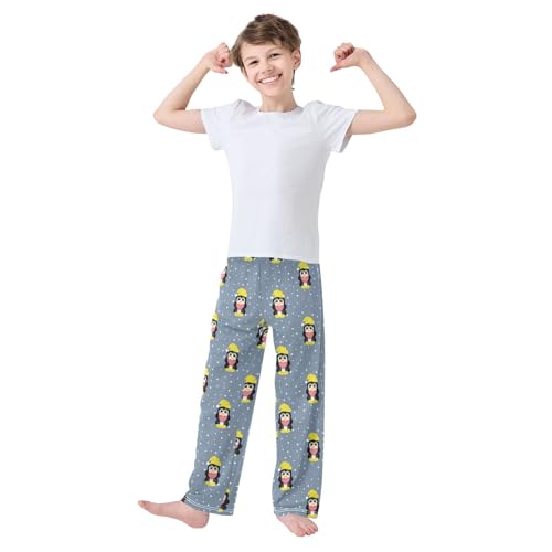 ZZXXB Penguin Polka Dot Boys Long Pants Soft Trousers Elastic Waist Kids Lounge Bottoms with Pockets S-XL2