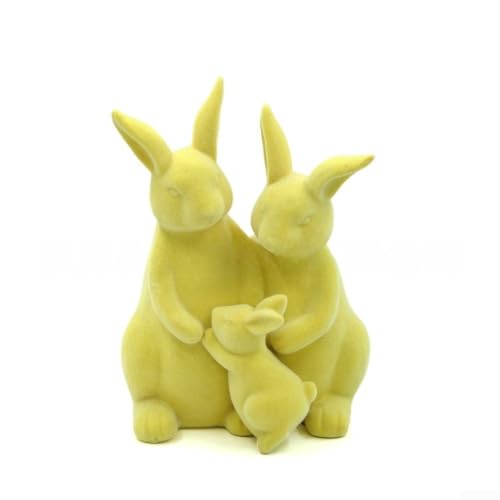 Lapin de Pâques bleu en résine floquée pour déco rustique - 8