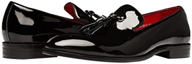 Santimon Men's Tassel Slip-on Loafers Casual Dress Patent Leather Smoking Slipper Black Formal Shoes for Men Black 10.5 US | Image 6
