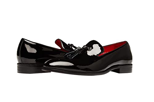 Santimon Men's Tassel Slip-On Loafers Casual Dress Patent Leather Smoking Slipper Black Formal Shoes For Men Black 12 Us #TOP6