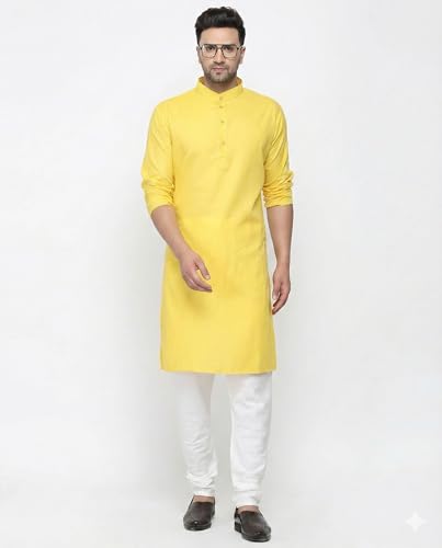Image of Multi Colored Cotton Plain Men's Ethnic Kurta Only