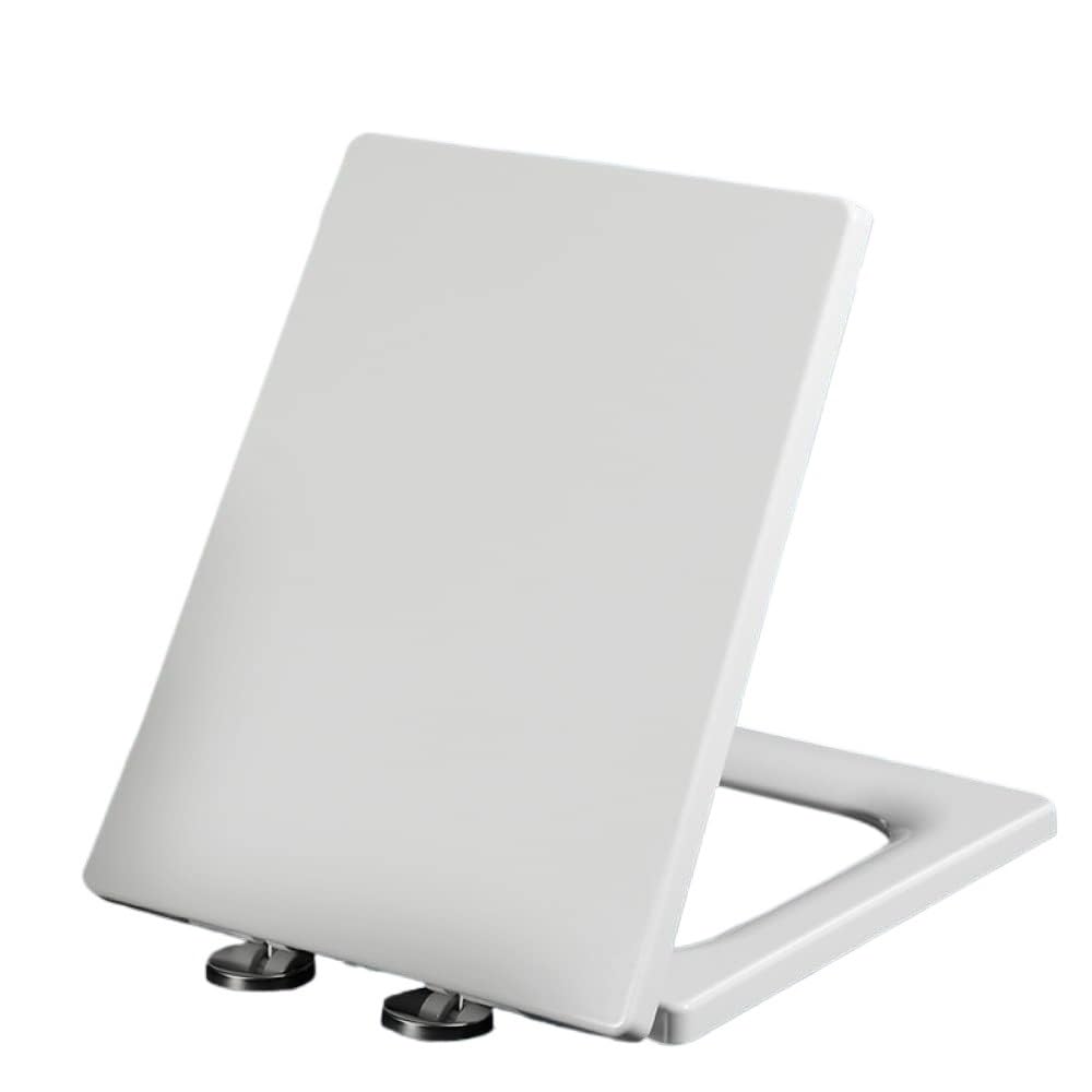 YUZGUHEY Toilet lid Cover, Seat Soft Close Quick Release Square, with Bumpers and Top Fixing