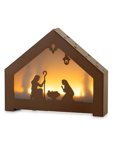 Sziqiqi Krippe Weihnachten Beleuchtet Modern: LED Weihnachtskrippe mit...
