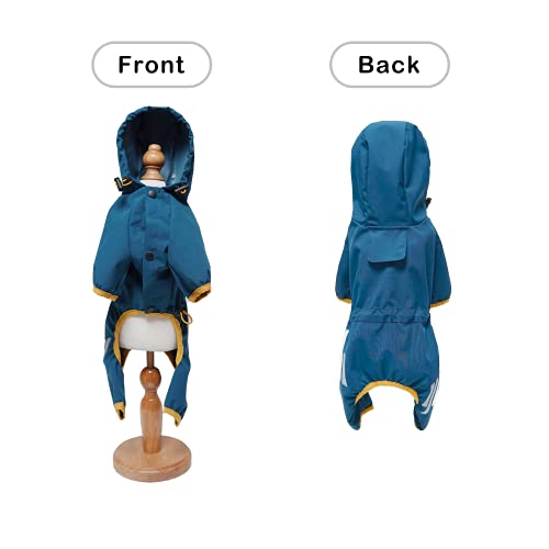 Cosibell Waterproof Puppy Dog Raincoats With Hood For Small Medium Dogs,Poncho With Reflective Strap, Lightweight Jacket With Leash Hole(M, Blue) #TOP2